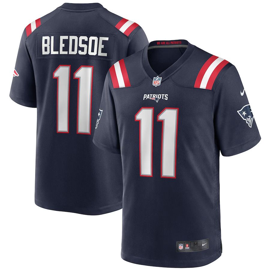 Men New England Patriots #11 Drew Bledsoe Nike Navy Game Retired Player NFL Jersey